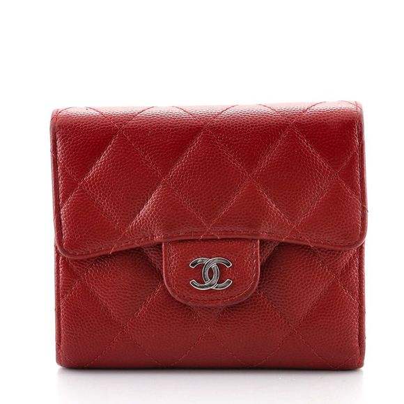 CHANEL Bags Chanel Cc Compact Classic Flap Wallet Quilted Caviar Red Poshmark